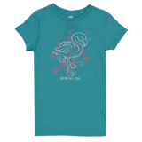 YOUTH FLOWER POWER FLAMINGO BLUE TEE